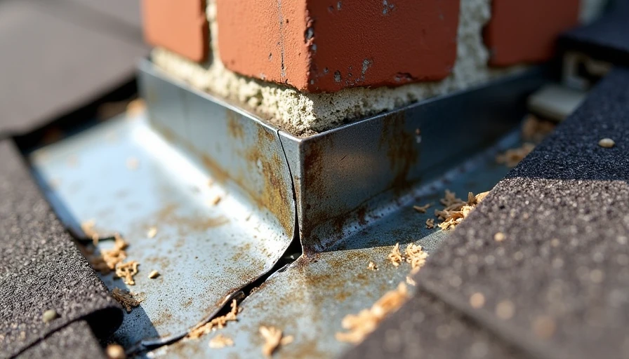 Close-up of typical failed roof flashing details causing leaks.